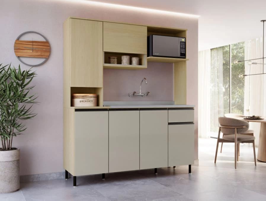 Cozinha Modulada Móveis Sul Esther (naturale/nude)
