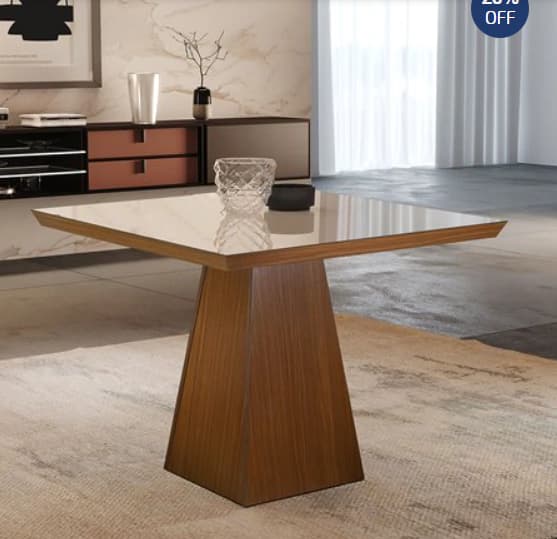 Mesa LJ Prada 0,90x0,90 com 4 Cadeiras Riviera (castanho/suede cappucino)