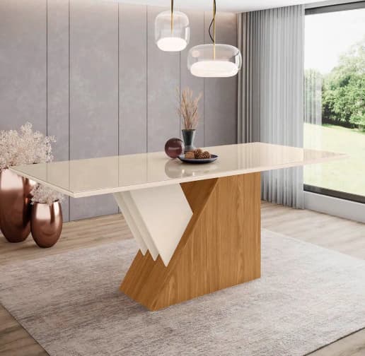 Mesa Henn Epic 1,80m c/ Vidro (nature/off white)