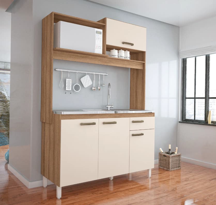 Kit Cozinha Móveis Sul Yasmin (amendoa/off white)