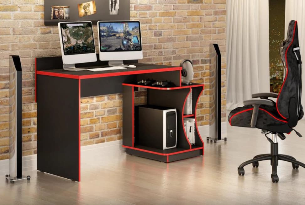 Mesa p/ Computador Valdemóveis Gamer (preto/vermelho)
