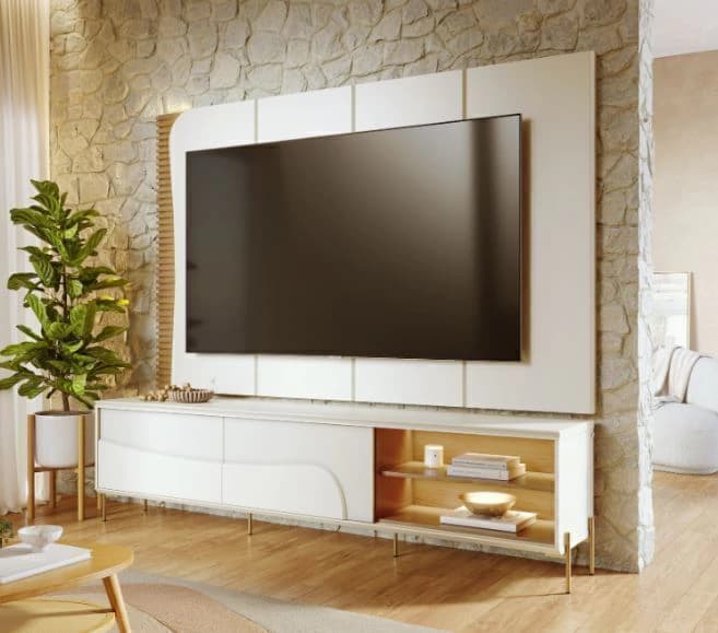 Rack c/ Painel Colibri Amalfi (off white/freijo)
